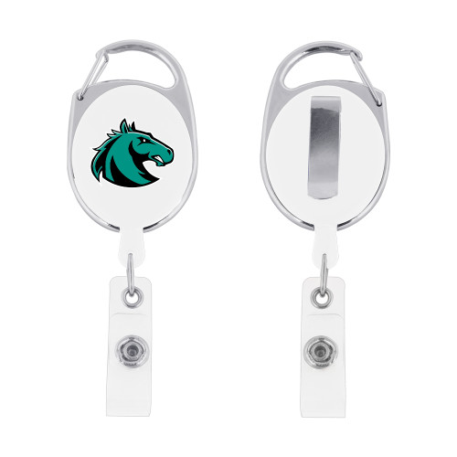  White Oval Retractable Badge Holder w/Clip - Athletic Palomino