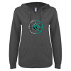 Thumbnail image for  ENZA Womens Dark Heather V Notch Raw Edge Fleece Hoodie