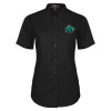 Thumbnail image for  Womens Black Twill Button Up Short Sleeve