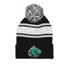 Thumbnail image for  Black/White Two Tone Knit Pom Beanie w/Cuff