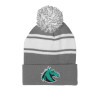 Thumbnail image for  Grey/White Two Tone Knit Pom Beanie w/Cuff