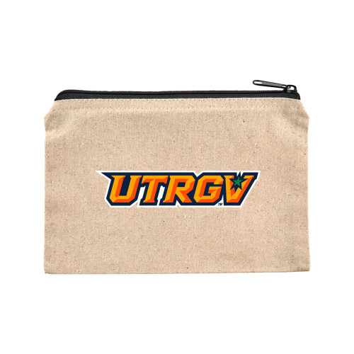  8oz. Natural Cotton Travel Pouch - UTRGV Primary Logo