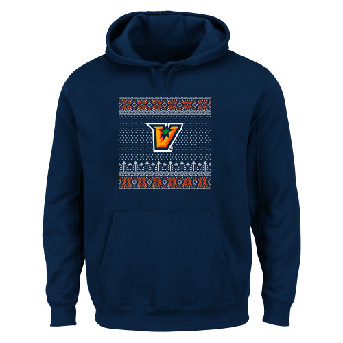  Extended Navy Hoodie - UTRGV - Ugly Christmas Sweater w Primary Mark