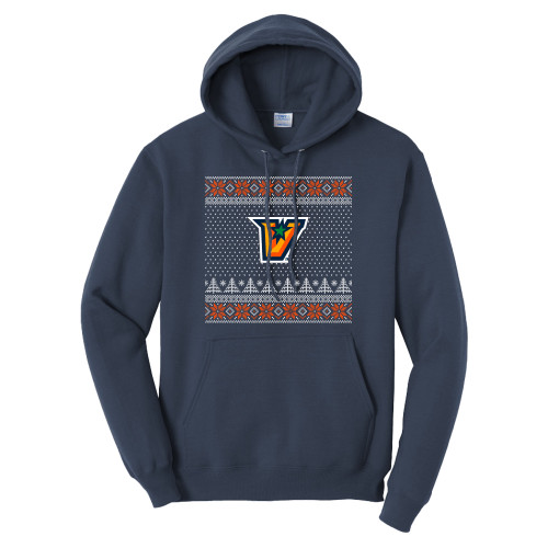  Tall Navy Fleece Hoodie - UTRGV - Ugly Christmas Sweater w Primary Mark