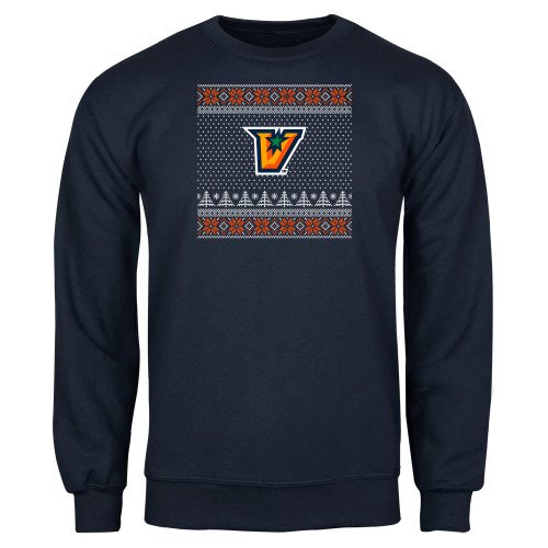  Navy Fleece Crew - UTRGV - Ugly Christmas Sweater w Primary Mark