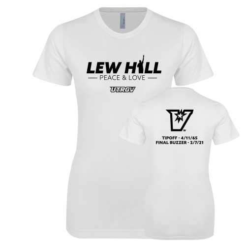  Next Level Womens White Boyfriend Tee - Lew Hill Memorial Shirt Front
