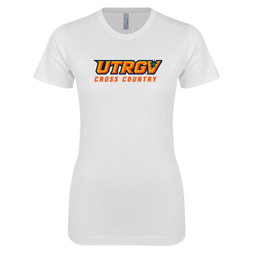 Next Level Womens White Boyfriend Tee - Cross Country