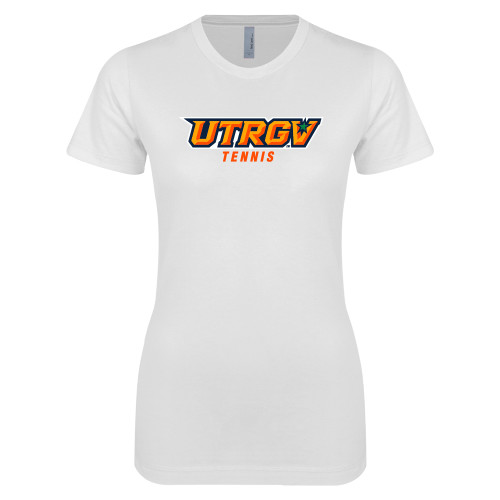  Next Level Womens White Boyfriend Tee - Tennis