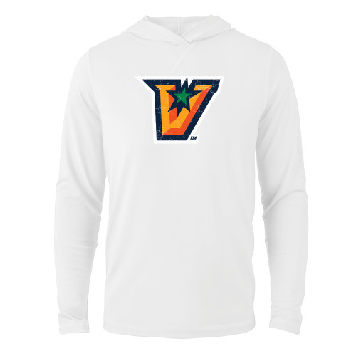  White Long Sleeve Hooded Tee - V Distressed