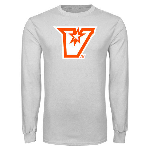  White Long Sleeve T Shirt - V Secondary Logo