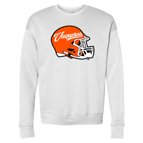  Bella + Canvas White Fleece Crew - UTRGV Football Helmet Vaqueros