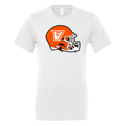  Bella + Canvas White Jersey Cotton T Shirt - UTRGV Football Helmet V Mark