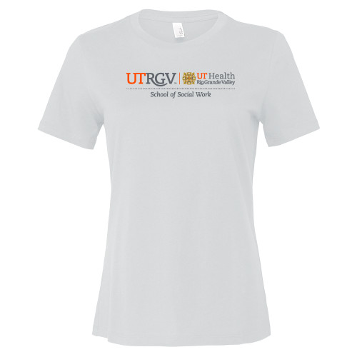 Bella + Canvas Womens White Relaxed Cotton T Shirt - UTRGV - School of Social Work