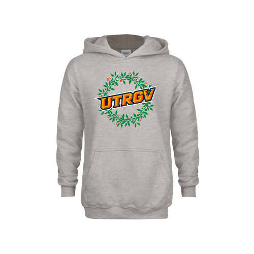  Youth Grey Fleece Hood - UTRGV - Christmas Wreath