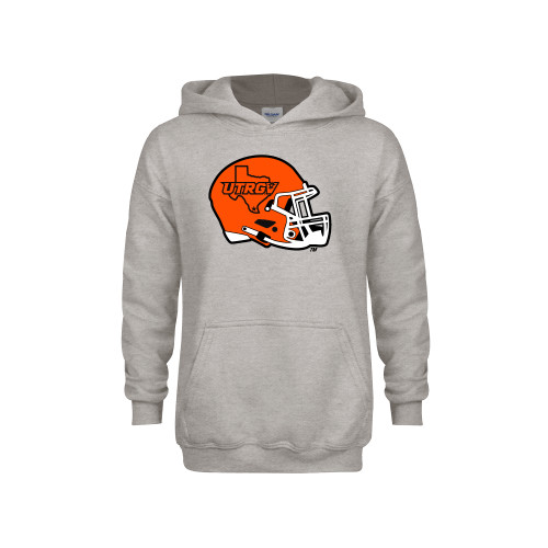  Youth Grey Fleece Hood - UTRGV Football Helmet Texas Icon