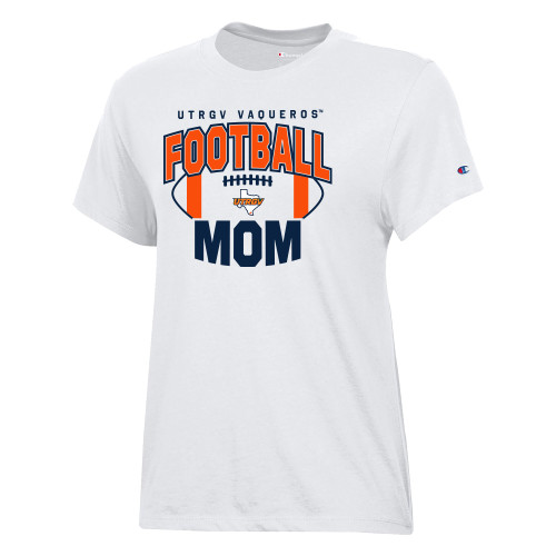  Champion Womens  White Core Short Sleeve Tee - UTRGV Football - Mom