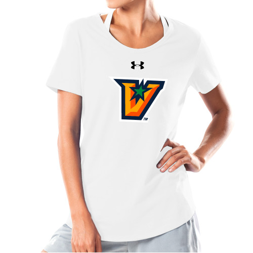  Under Armour Womens White Charged Cotton Tee - V Secondary Logo