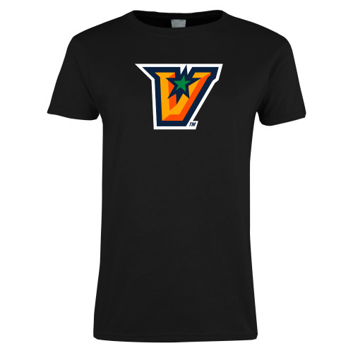  Womens Black Short Sleeve Tee - V Secondary Logo