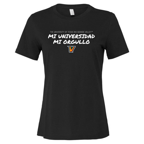  Bella + Canvas Womens Black Relaxed Cotton T Shirt - Mi Universidad Mi Orgullo