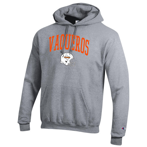  Champion Heather Grey Fleece Hoodie - UTRGV Vaqueros - Football Helmet