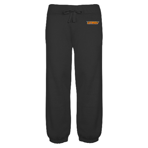  ENZA Womens Black Banded Fleece Capri - UTRGV Primary Logo