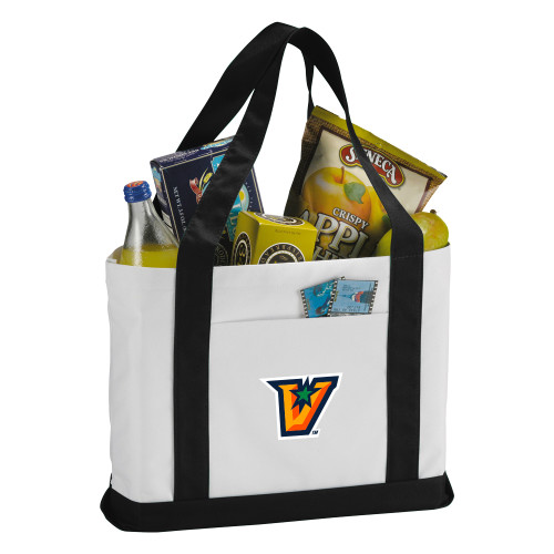  Contender White/Black Canvas Tote - V Secondary Logo
