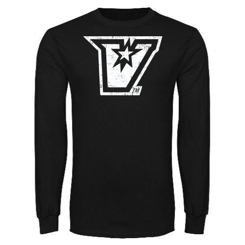  Black Long Sleeve T Shirt - V Distressed
