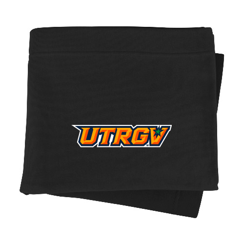  Black Sweatshirt Blanket - UTRGV Primary Logo