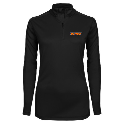  Syntrel Womens Black Interlock 1/4 Zip - UTRGV Primary Logo