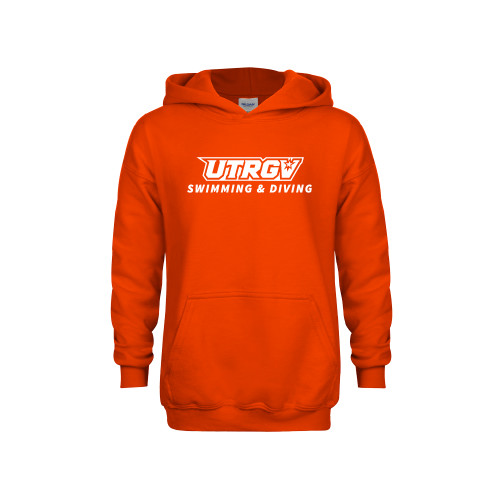  Youth Orange Fleece Hoodie - Swimming and Diving
