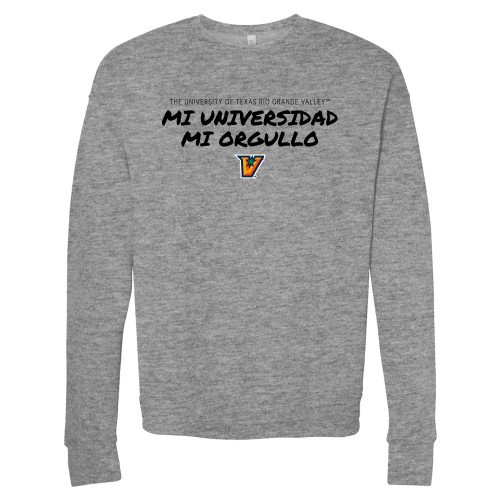  Bella + Canvas Heather Grey Fleece Crew - Mi Universidad Mi Orgullo