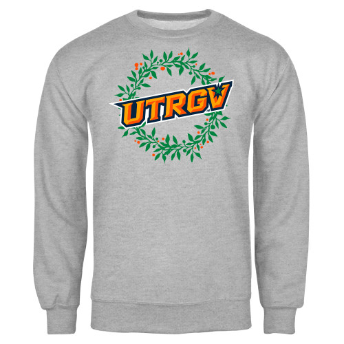  Grey Fleece Crew - UTRGV - Christmas Wreath
