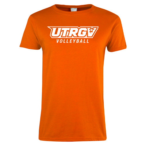  Womens Orange Short Sleeve Tee - Volleyball