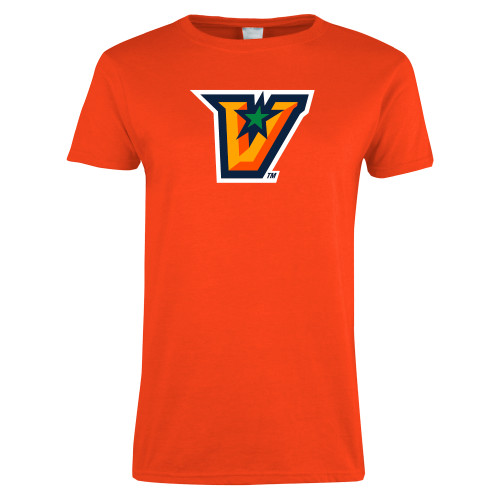  Womens Orange Short Sleeve Tee - V Secondary Logo