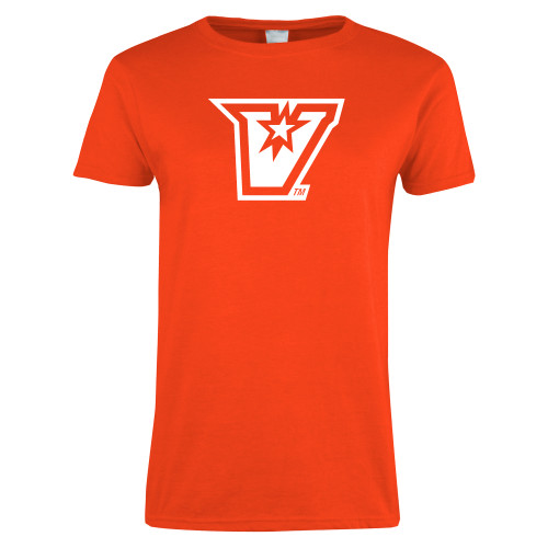 Womens Orange Short Sleeve Tee - V Secondary Logo