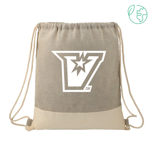  Split Recycled Cotton Grey/Natural Drawstring Bag - V Secondary Logo