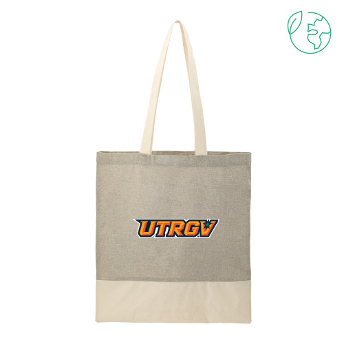  Split Recycled Grey Cotton Twill Convention Tote - UTRGV Primary Logo