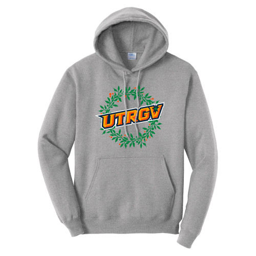  Tall Athletic Heather Fleece Hoodie - UTRGV - Christmas Wreath