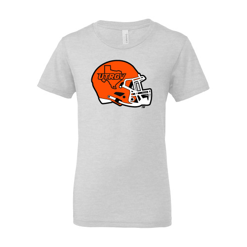  Bella + Canvas Youth Ash Grey Jersey T Shirt - UTRGV Football Helmet Texas Icon