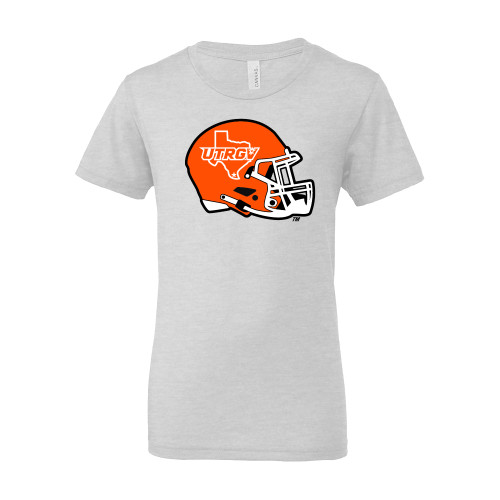  Bella + Canvas Youth Ash Grey Jersey T Shirt - UTRGV Football Helmet Texas Icon