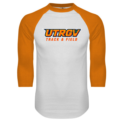 White/Orange Raglan Baseball T Shirt - Track and Field