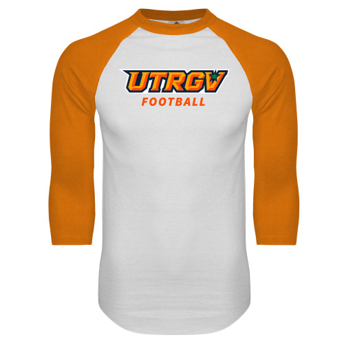  White/Orange Raglan Baseball T Shirt - Football