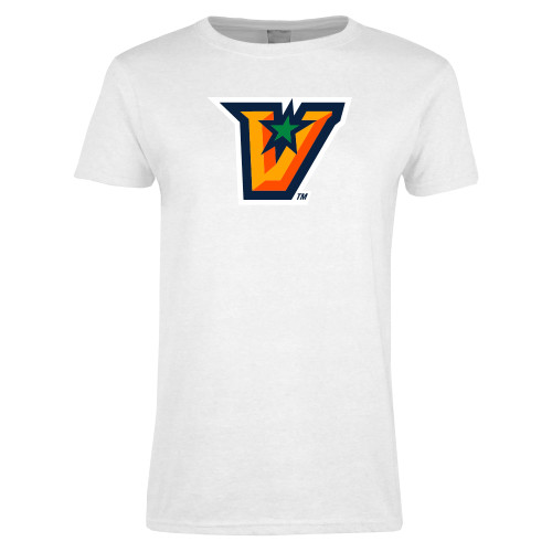  Womens White Short Sleeve Tee - V Secondary Logo