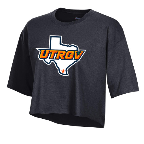  Champion Womens Black Crop Tee - UTRGV Texas