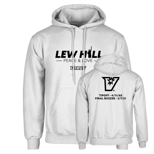  White Fleece Hoodie - Lew Hill Memorial Shirt Front