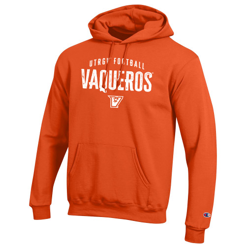  Champion Orange Fleece Hoodie - UTRGV Football - Distressed