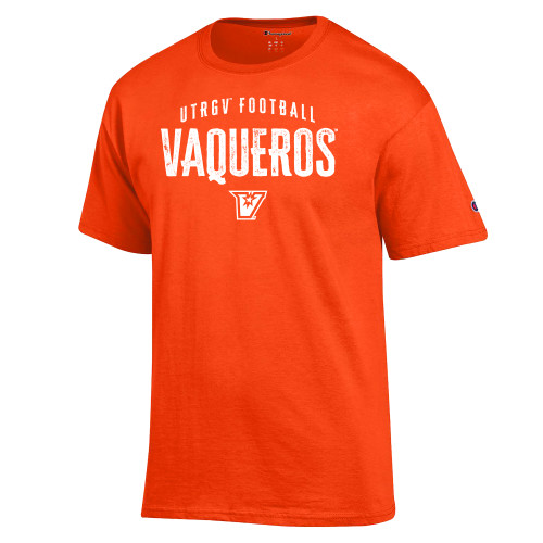  Champion Orange T Shirt - UTRGV Football - Distressed