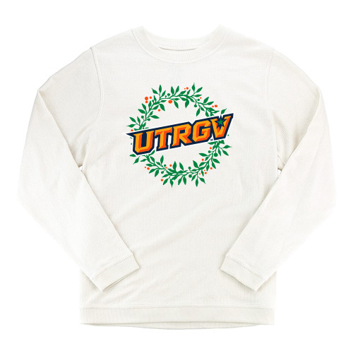  Boxercraft Womens Cream Corded Crew - UTRGV - Christmas Wreath