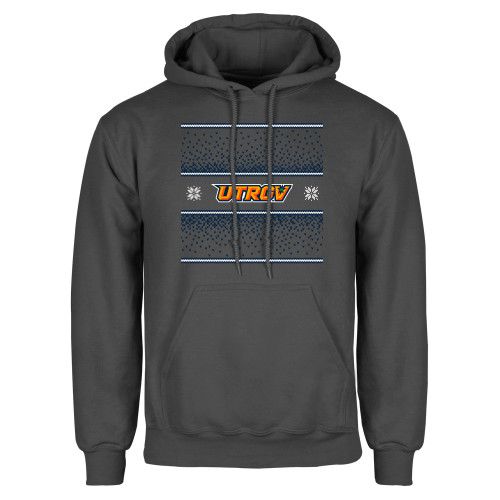  Charcoal Fleece Hoodie - UTRGV - Ugly Christmas Sweater w Wordmark
