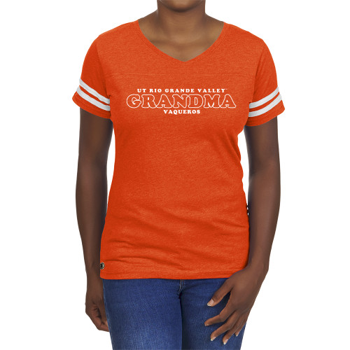  Fall Rush Ladies Orange 60/40 Football Tee - Vaqueros Grandma